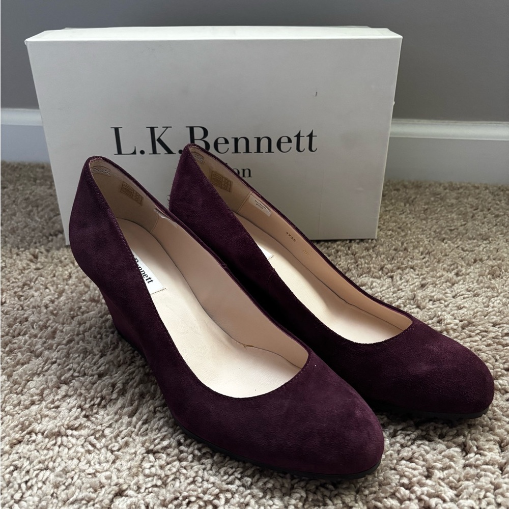 LK Bennett Women's Plum Suede Wedges